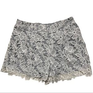 ADIVA blue & white stripe shorts with lace overlay XS
